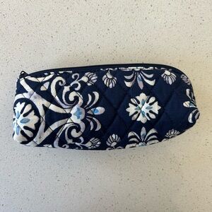 Vera Bradley Pencil Pouch Steel Blue Medallion Makeup Pouch Coin Purse
